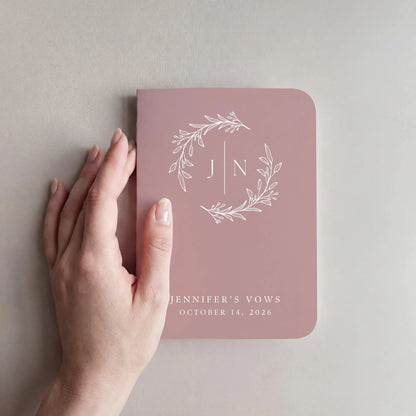 Wreath Monogram Wedding Vow Book Set